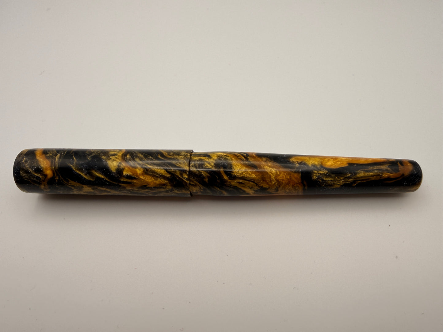 Golden Galaxy Gold and Black Cast Resin Fountain Pen with Bock Nib