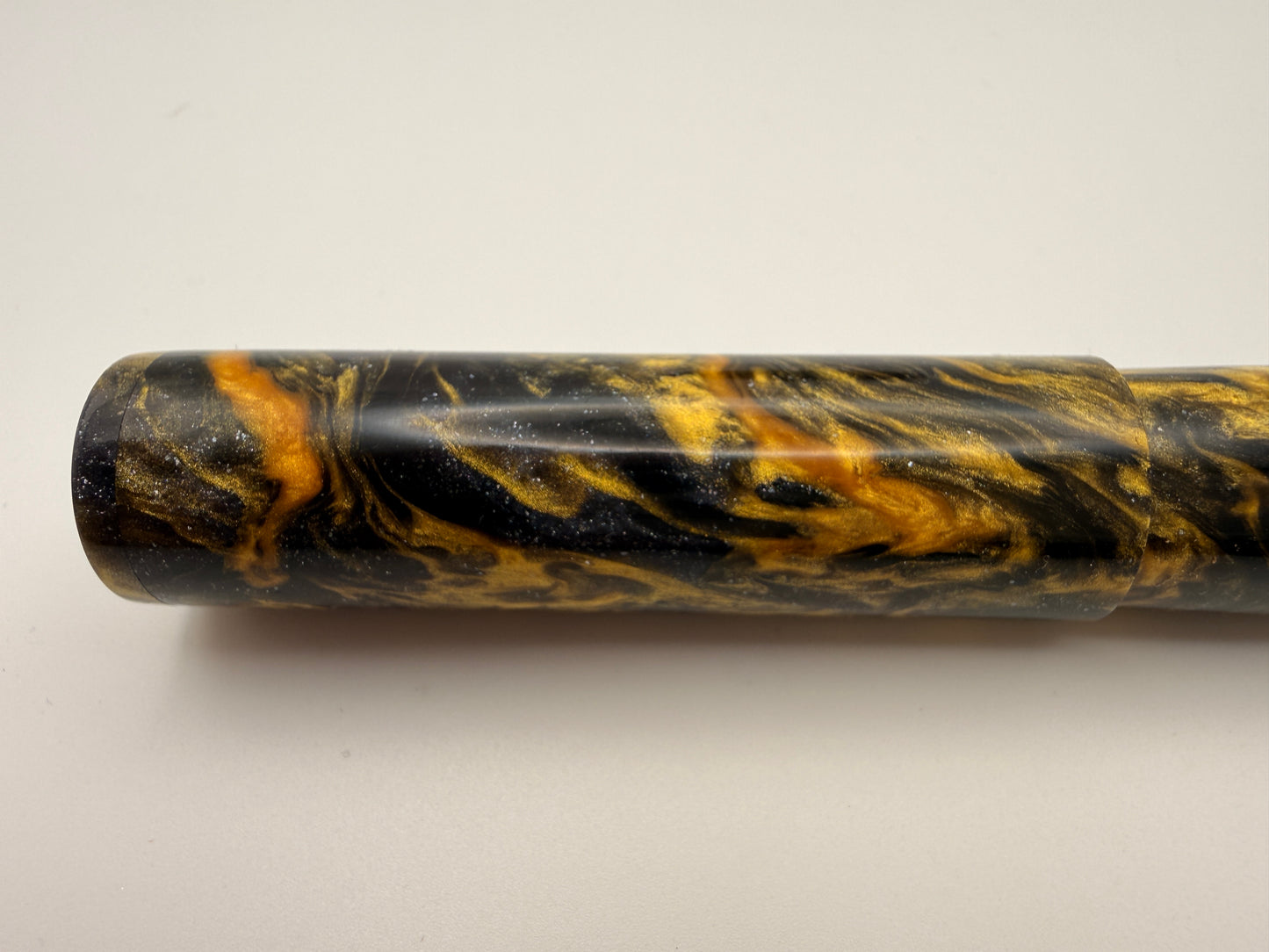 Golden Galaxy Gold and Black Cast Resin Fountain Pen with Bock Nib