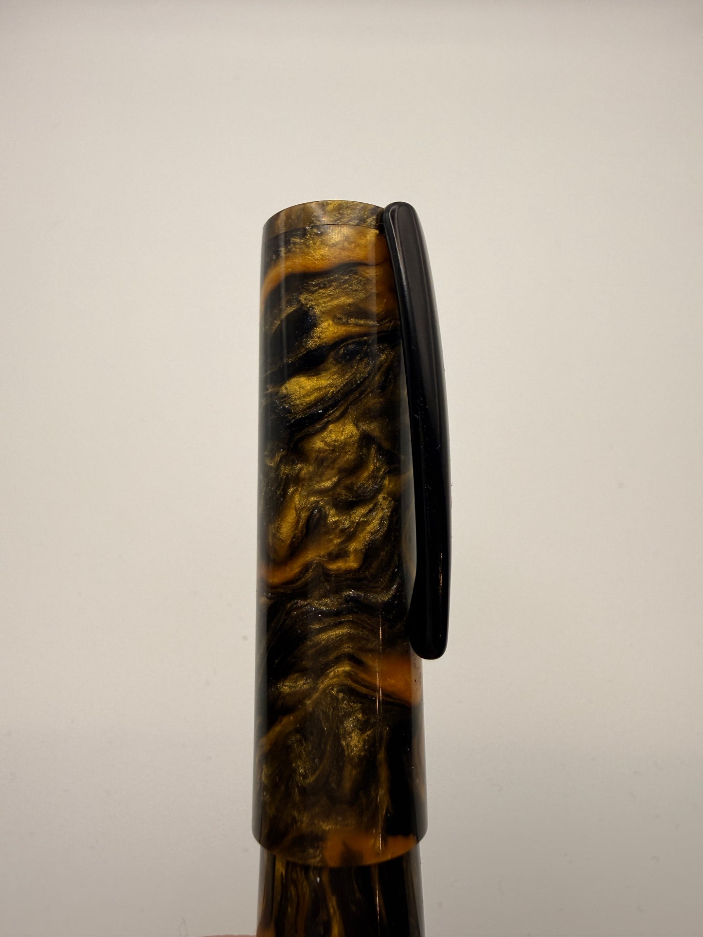 Golden Galaxy Gold and Black Cast Resin Fountain Pen with Bock Nib