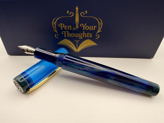 The Royal Glory Bespoke Fountain Pen with Brass Clip, Ebonite End Caps and a Custom Finial