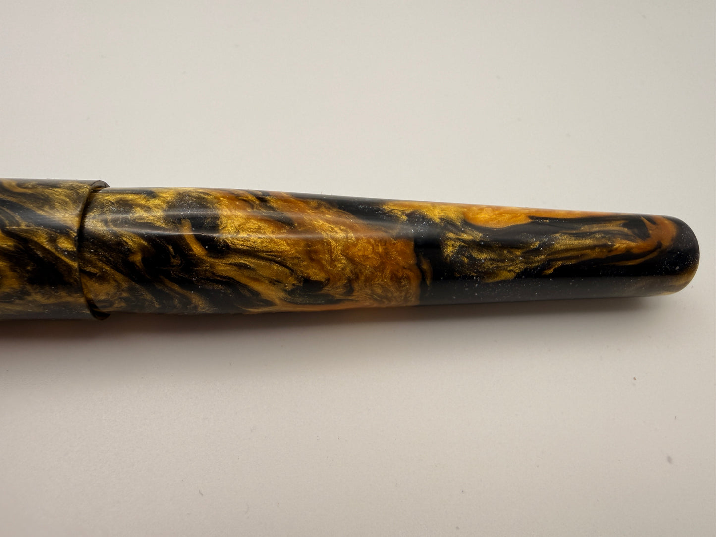 Golden Galaxy Gold and Black Cast Resin Fountain Pen with Bock Nib