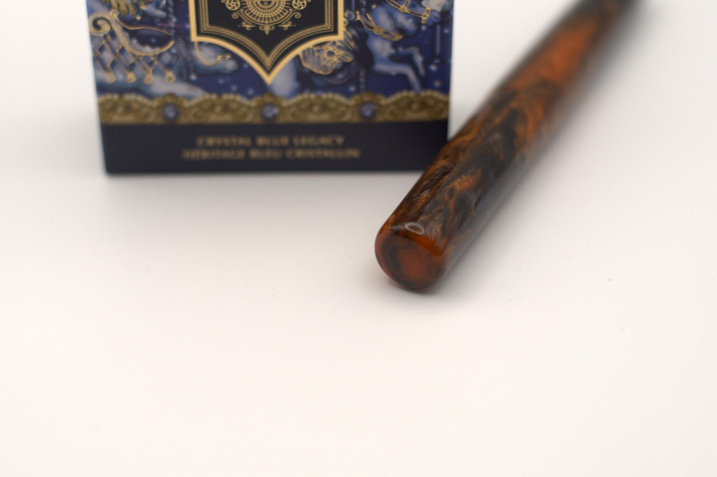 Pumpkin Spice Bespoke Seamless Black and Orange Cast Resin Fountain Pen with Bock Nib