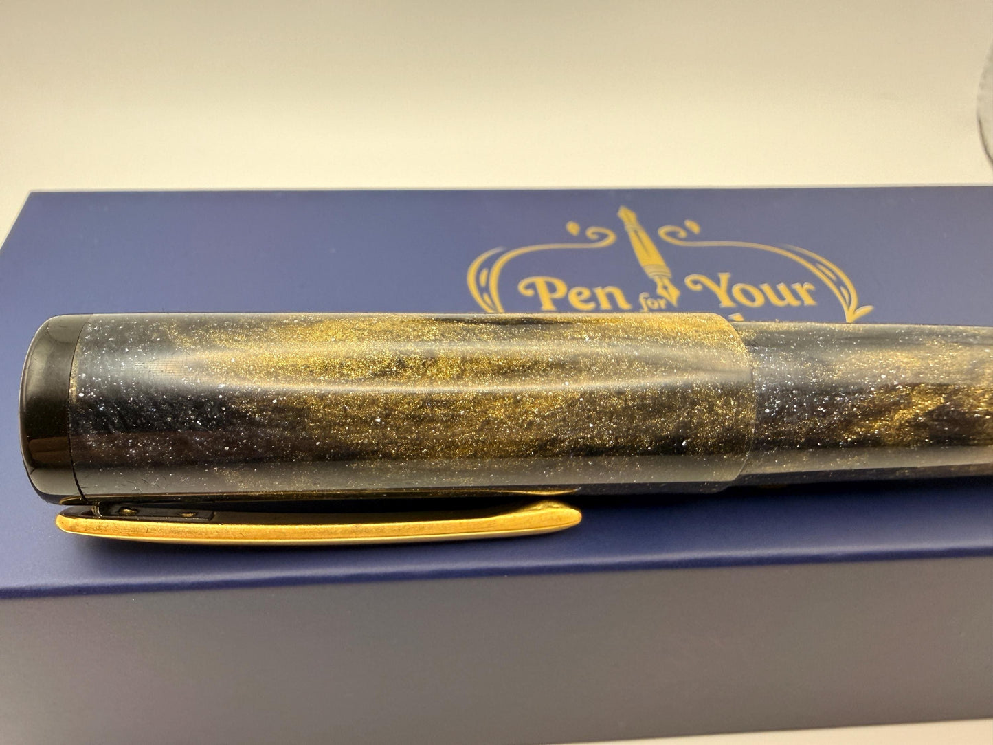 The Ecstasy of Gold Bepoke Fountain Pen with Ebonite End Caps and Replaceable Clip