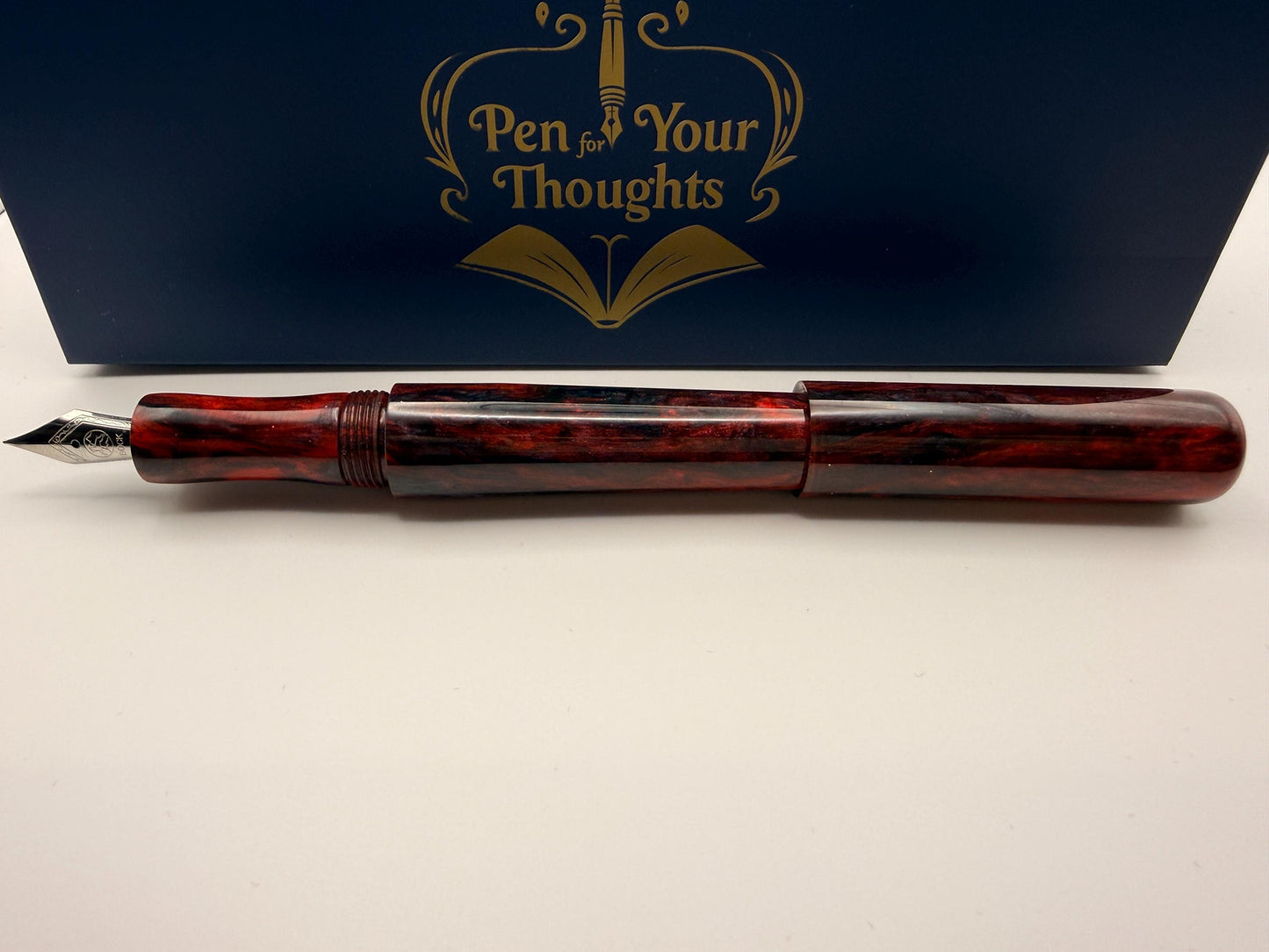 Red Flow Bespoke Seamless Red and Black Cast Resin Fountain Pen with Bock Nib