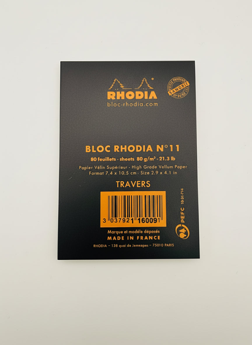 Rhodia Pad 3” x 4” No. 11 (A7) Lined Notepad