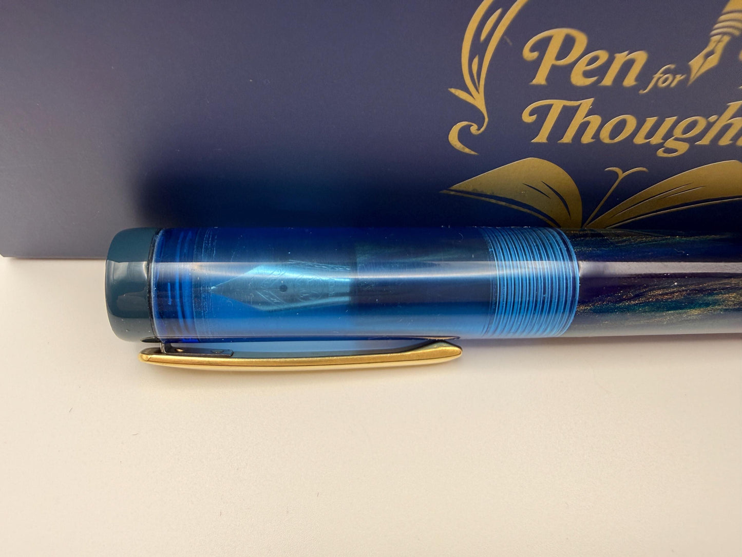 The Royal Glory Bespoke Fountain Pen with Brass Clip, Ebonite End Caps and a Custom Finial