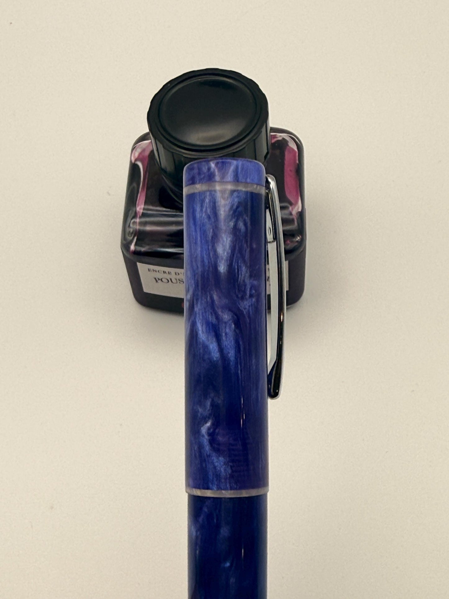 The Noble Cast Resin Fountain Pen with Clip: Bock Nib, White Accents