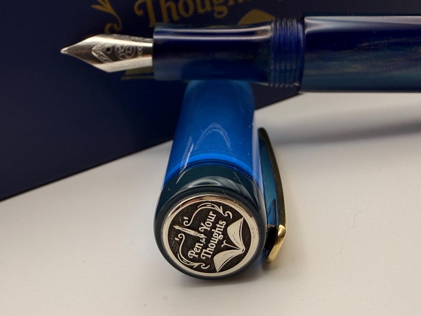 The Royal Glory Bespoke Fountain Pen with Brass Clip, Ebonite End Caps and a Custom Finial