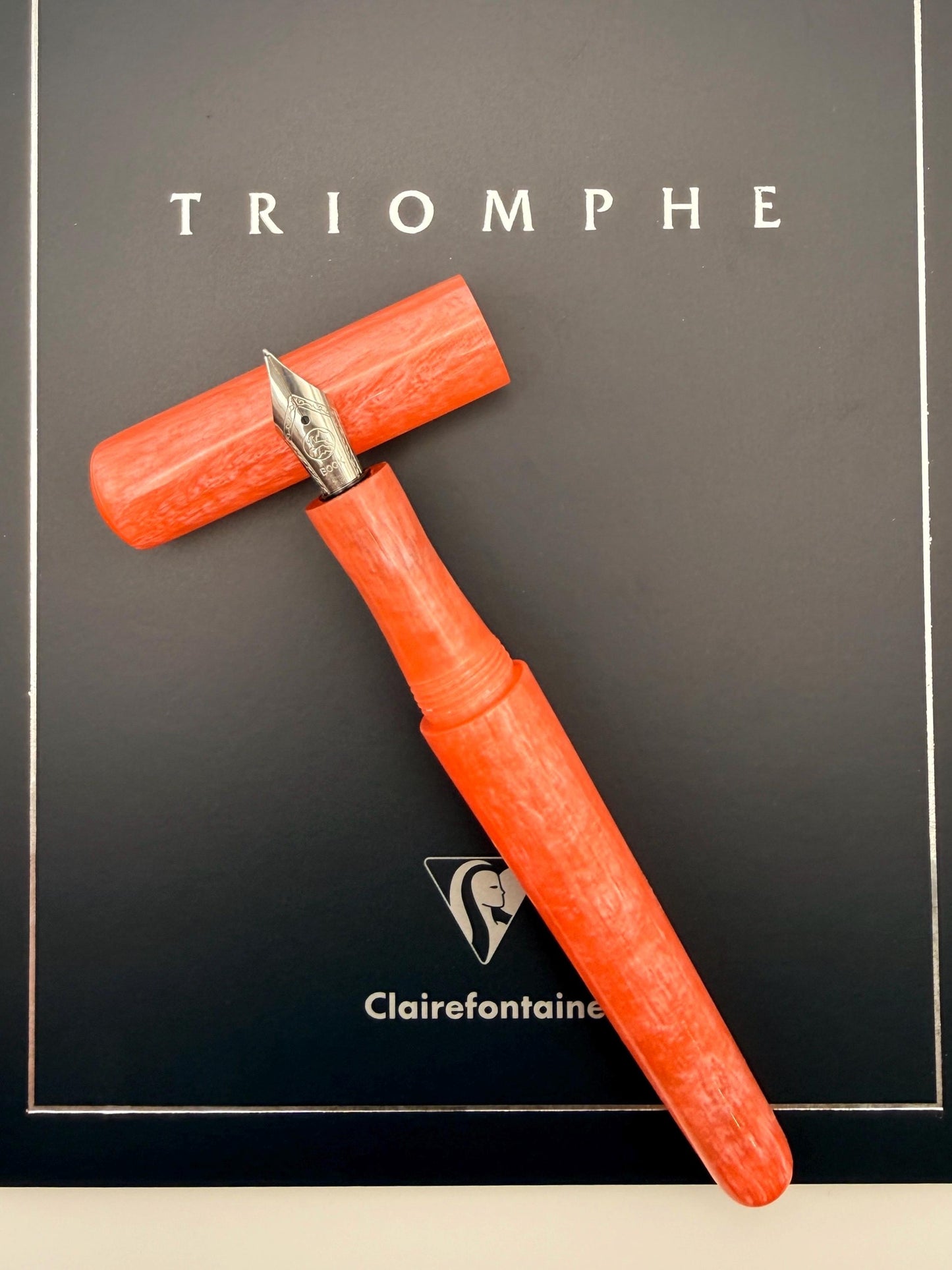 Life is Peachy Cast Resin Custom Bespoke Seamless Fountain Pen with Bock Nib